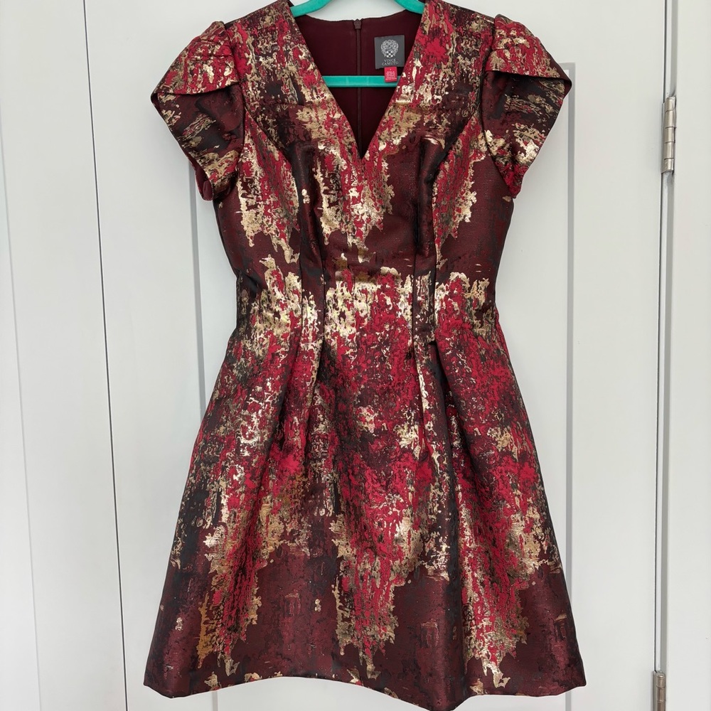 Elegant Plum and Gold Cocktail Dress